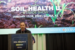 Zac Stuckey, High Plains Journal publisher opens Soil Health U, Jan. 17 in Salina, Kansas. (Journal photo by Kylene Scott.)