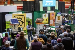 Ryan Cummins with Range Ward demonstrated their offerings during a special segment of the Soil Health U trade show, Jan. 17 in Salina, Kansas. (Journal photo by Kylene Scott.)
